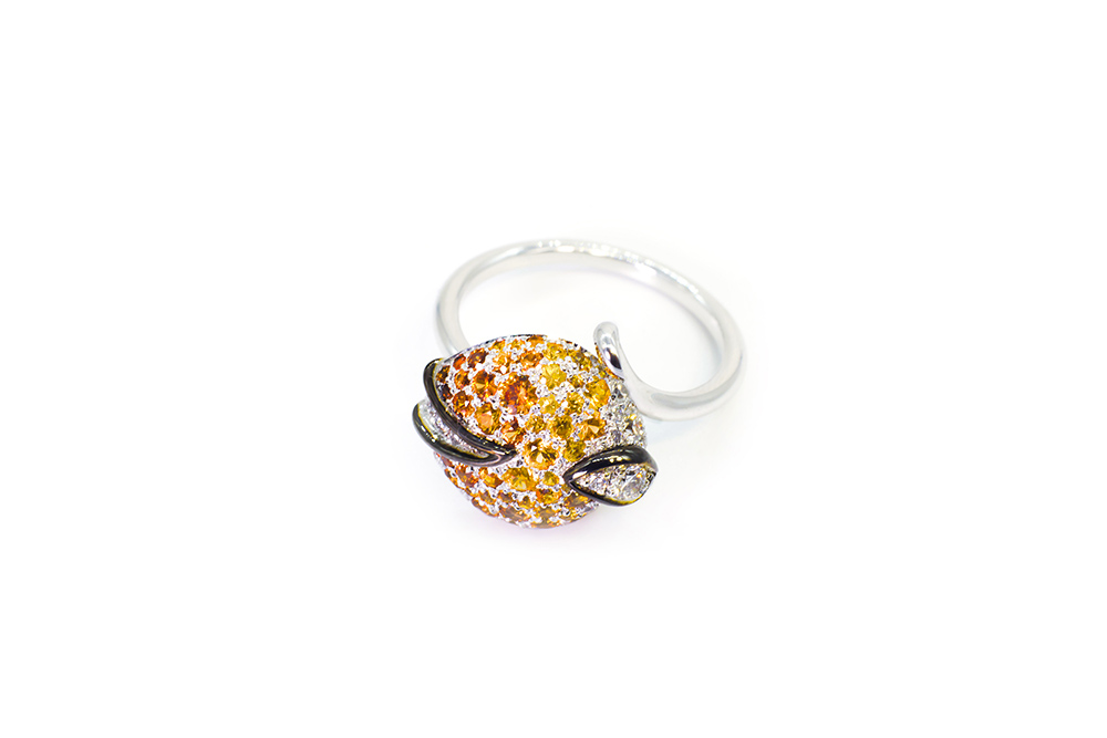 Collection Joaillerie Eclosion - Bague Saphirs orange
