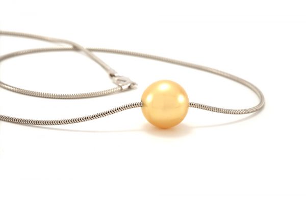 Collier mer du sud - Or blanc - perle Gold