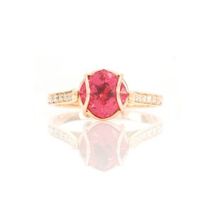 Bague Ellipse, or rouge, diamants, perle et rubellite 1