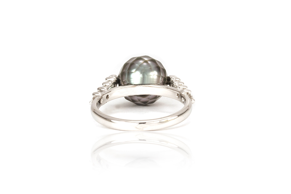 Solitaire Myriade, or, perle et diamants 6