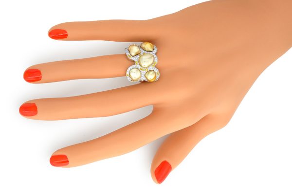 or blanc, perle diamants et saphir jaune 2