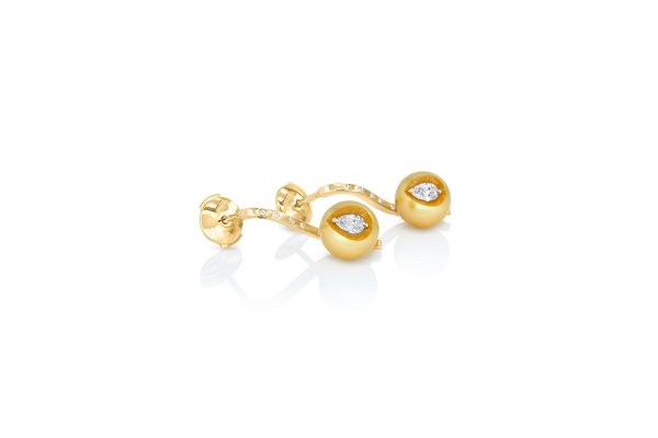 Boucles D'oreilles Coeur de Perle, or perle et diamants 5